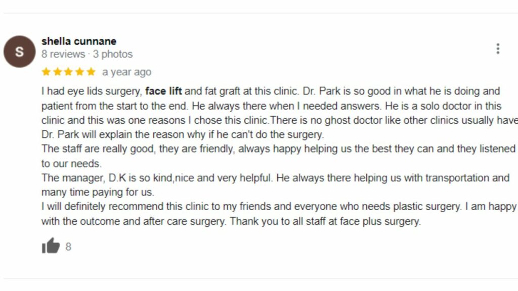 An Example Of A Good And Detailed Review Of FacePlus Plastic Surgery Clinic