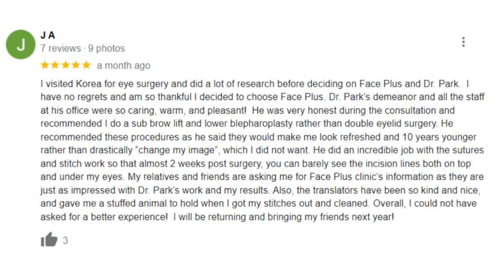 FacePlus Plastic Surgery Clinic Google Review1