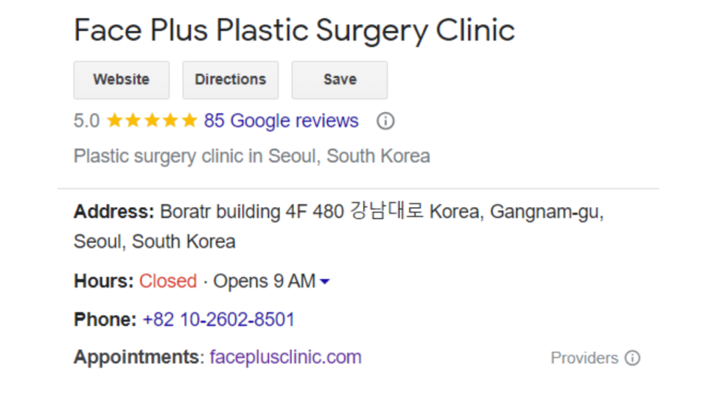 FacePlus Plastic Surgery Clinic Google Reviews